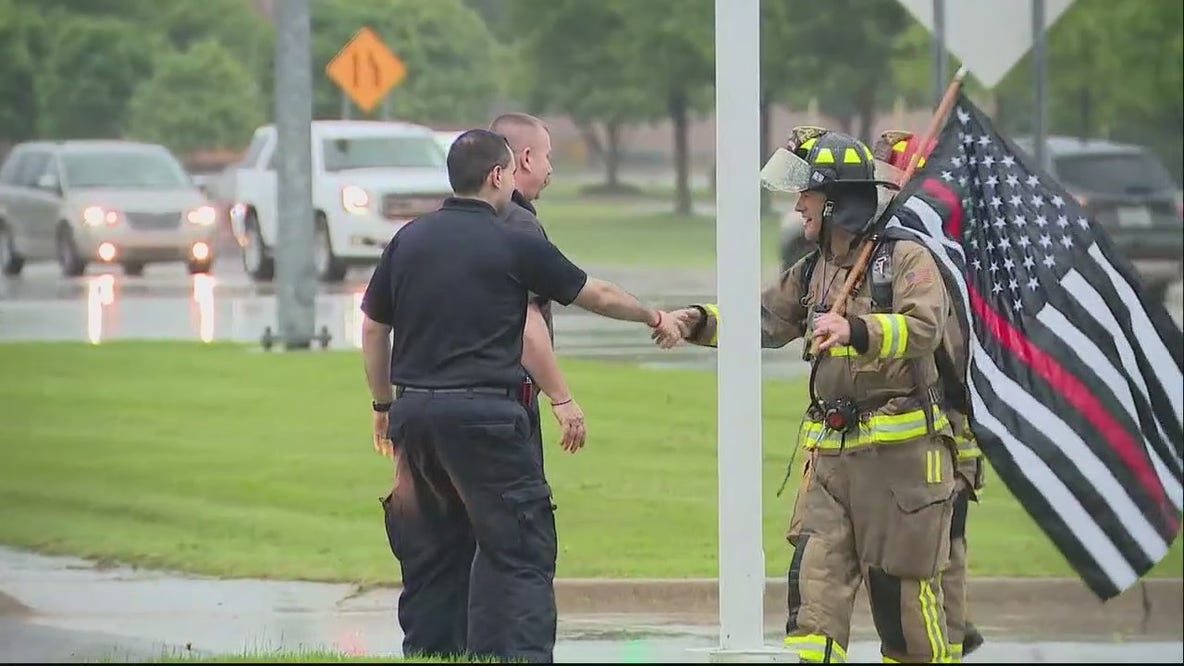 Macomb Twp firefighter walks to Grand Rapids in full gear - raising money against cancer